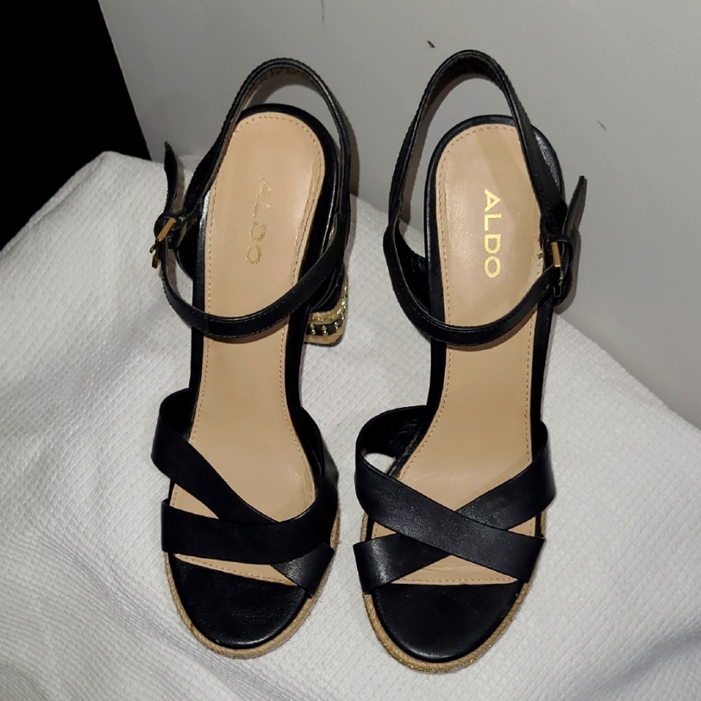 ALDO size 7.5 Black Women's Strappy Heels